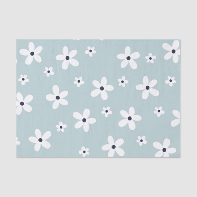 Papel De Seda Flores de Margarida Branca de Verão Boho (Frente )