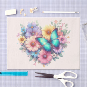 Papel De Seda Flores de Margarida com uma Lindo Borboleta