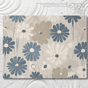 Papel De Seda Flores de Margarida Moderna e Azul-Claro