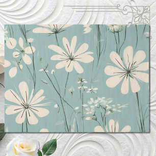 Papel De Seda Flores de Margarida Moderna e Azul-Claro