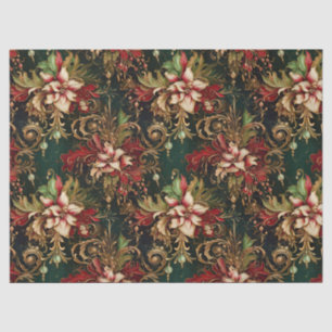 Papel De Seda Flores de Natal na Decoupage Verde
