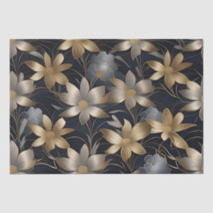 Papel De Seda Flores de Ouro e Prata Decoupage / 