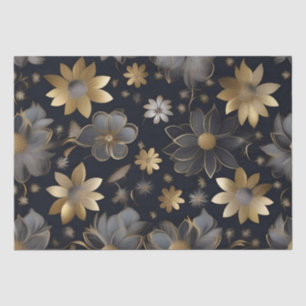 Papel De Seda Flores de Ouro e Prata Decoupage /