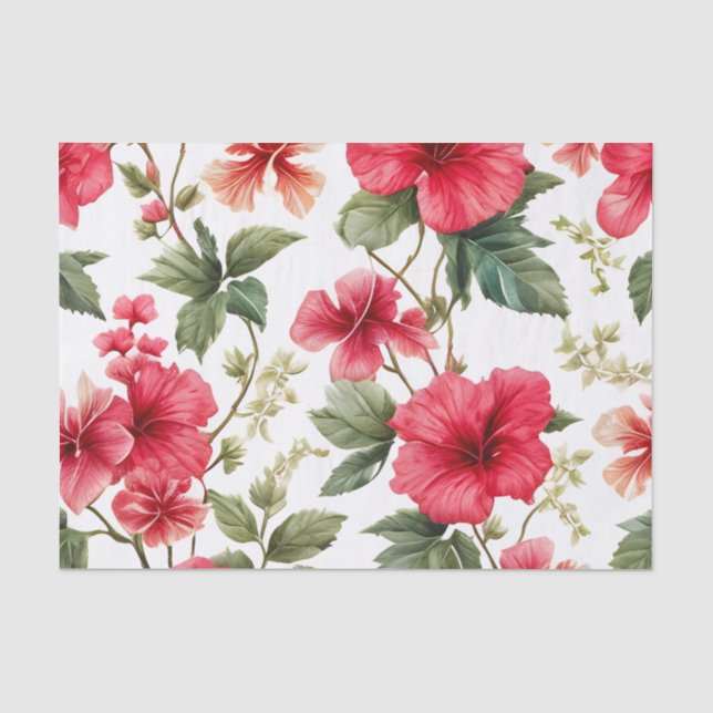 Papel De Seda Flores de Padrão Floral Hibiscus (Frente )