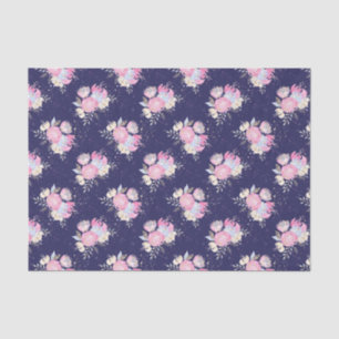 Papel De Seda Flores de Pastel de Aquarela com Acentos de Largur