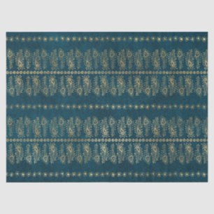 Papel De Seda Flores de Pavão Douradas na Decoupage do Teal