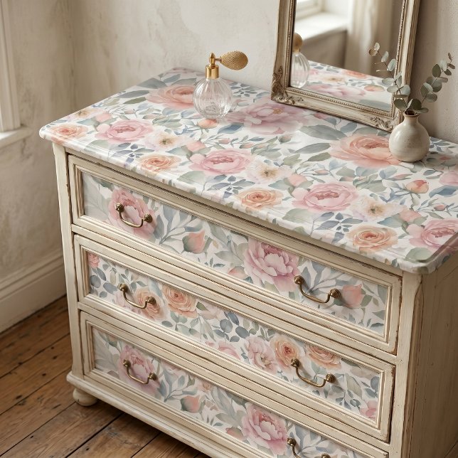 Papel De Seda Flores de Peônia em Aquarela Pastel Elegante (Criador carregado)