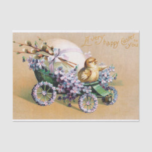 Papel De Seda Flores De Pintinho De Ovos De Páscoa Vintage