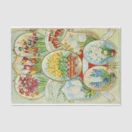 Papel De Seda Flores de Placa do Catálogo de Sementes da Vintage