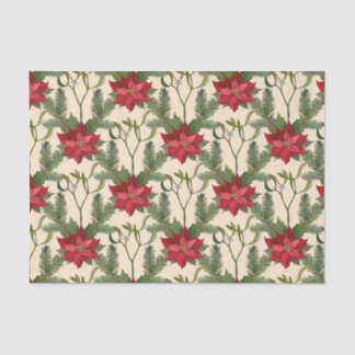 Papel De Seda Flores de Poinsettia Vermelha Natal e Sucursais de