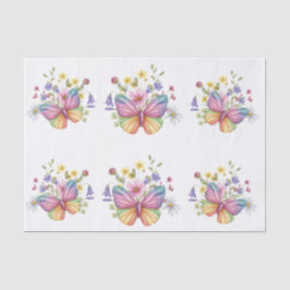 Papel De Seda Flores de Primavera & Borboletas Decoupage