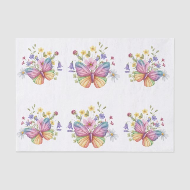 Papel De Seda Flores de Primavera & Borboletas Decoupage (Frente )