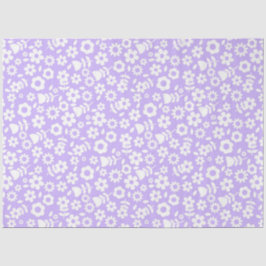 Papel De Seda Flores de Primavera branco em roxo