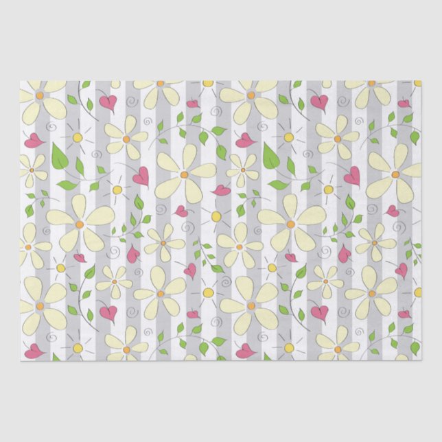 Papel De Seda Flores de primavera chamomile daisy floral feliz (Frente )