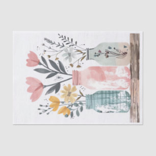 Papel De Seda Flores de primavera na desacoplamento de jarros de