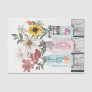 Papel De Seda Flores de primavera na desacoplamento de jarros de