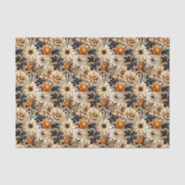 Papel De Seda Flores de Queda Laranja Vintage