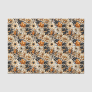 Papel De Seda Flores de Queda Laranja Vintage