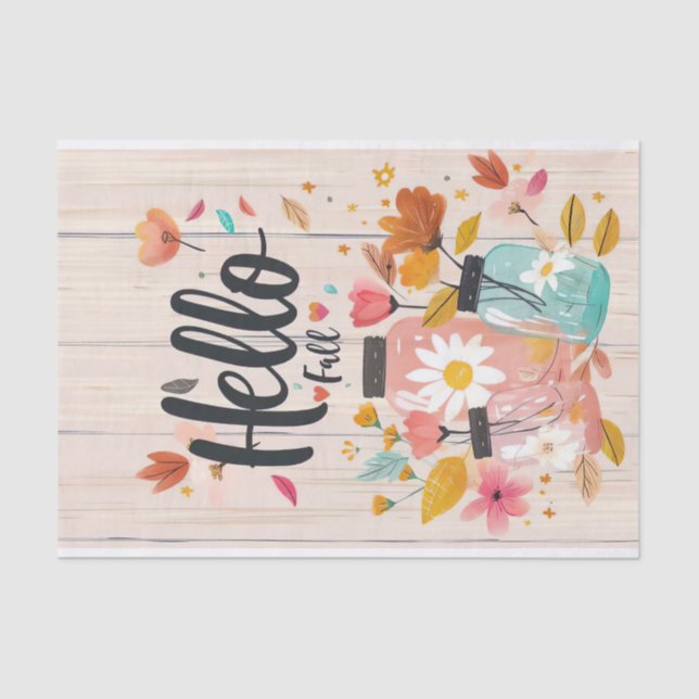 Papel De Seda Flores de Queda na Dissociação dos Jars Mason (Frente )