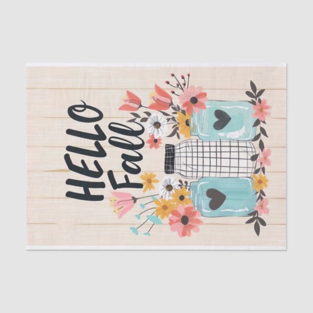 Papel De Seda Flores de Queda na Dissociação dos Jars Mason (Frente )