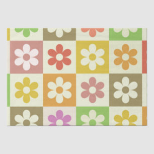 Papel De Seda Flores de Retro Coloridas no Padrão do Quadro de C