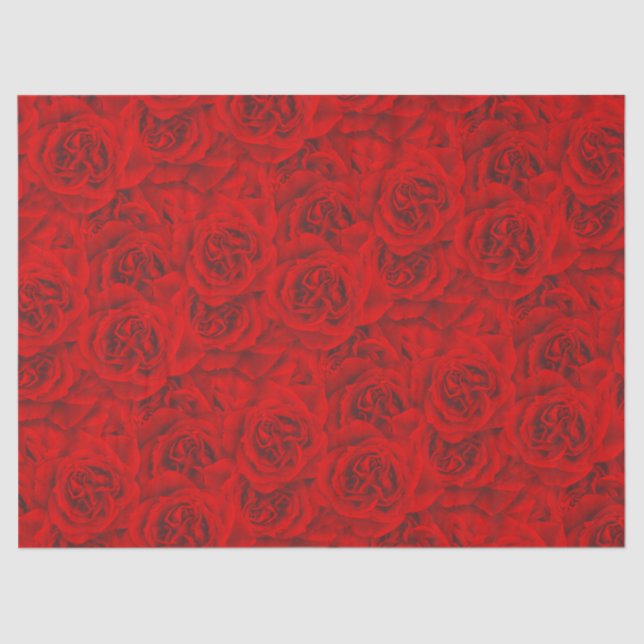 Papel De Seda Flores de Rosa vibrantes Vermelho Floral sem costu (Frente )