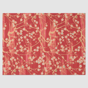 Papel De Seda FLORES DE SAKURA VERMELHOS Padrão Floral Japonês A