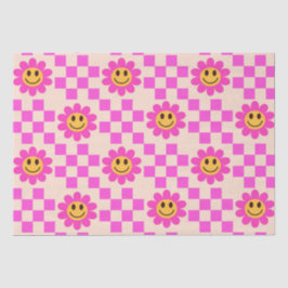 Papel De Seda Flores de Sorriso Rosa Quente Verificadas com quad