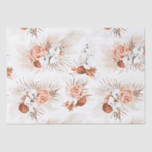 Papel De Seda Flores de Terracota Grama Pampas Tropical Boêmio