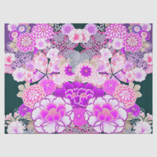 Papel De Seda FLORES DE TINTA BRANCA, Peony, Rosa, Japonês Flora