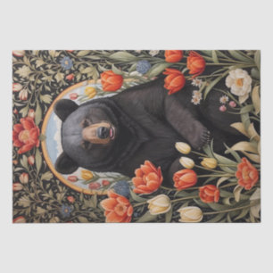 Papel De Seda Flores de Tulipas Coloridas do Urso Negro