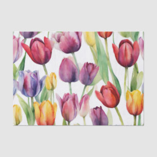 Papel De Seda Flores de Tulipas de Aquarela em Qualquer Ocasião