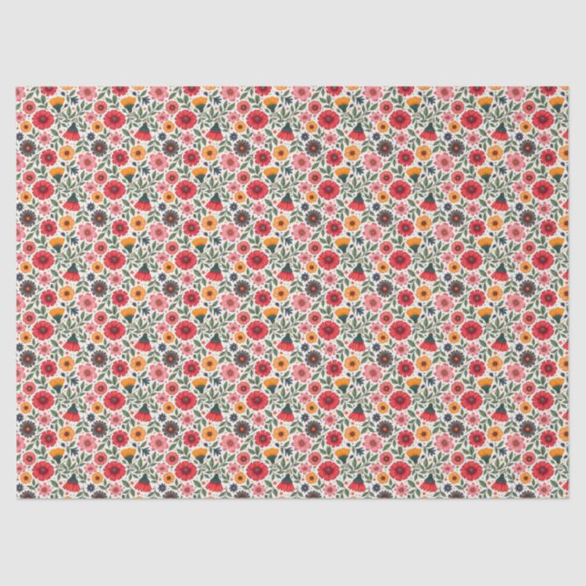 Papel De Seda Flores de Verão Brilhantes (Frente )