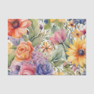 Papel De Seda Flores de Verão de Aquarela