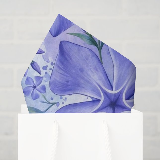 Papel De Seda Flores de Vinca Azul Violeta Vinca Blossoms (Sacola de presentes)