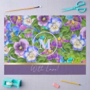 Papel De Seda Flores de Violeta Amor-Perfeito de Aniversário com