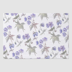 Papel De Seda Flores de Violeta Roxa Florais em Aquarela Elegant