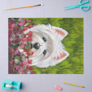 Papel De Seda Flores de Westie e Rosa