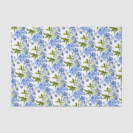 Papel De Seda Flores delfinium azuis em branco