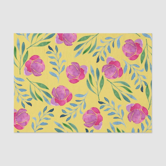 Papel De Seda Flores (Design 15 Série Amarelo/Laranja) (Frente )