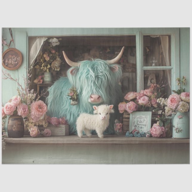 Papel De Seda Flores do Chalé e Flores de Vitelo (Frente )