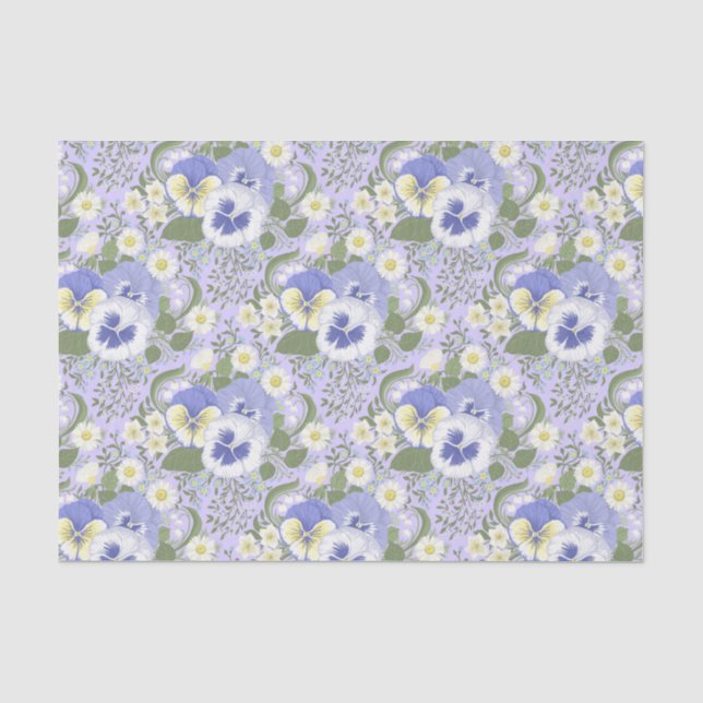 Papel De Seda Flores do jardim de primavera sobre lavanda (Frente )