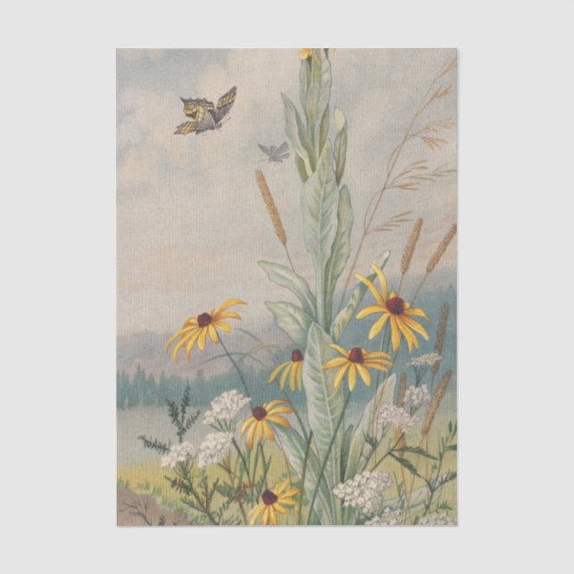 Papel De Seda Flores do Prado por Louis Prang (Frente )