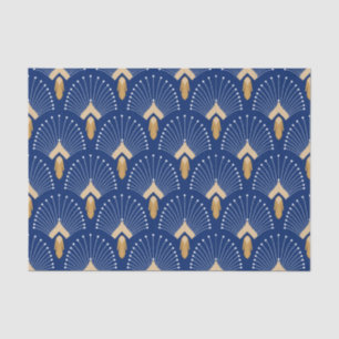 Papel De Seda Flores do ventilador da Deco de Arte Azul, Dourada