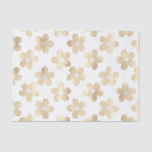 Papel De Seda Flores Douradas de margaridas brancas retrô