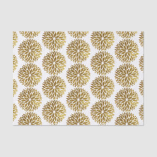 Papel De Seda Flores Douradas Elegantes Dahlia em Branco