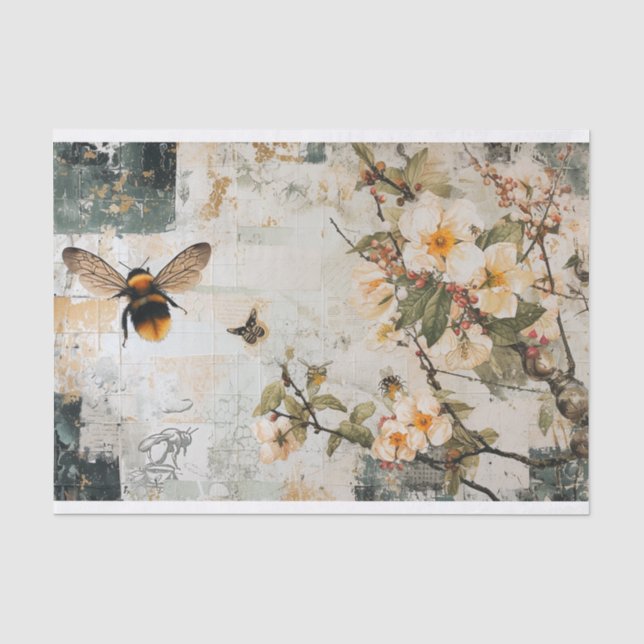 Papel De Seda Flores e abelhas (Frente )