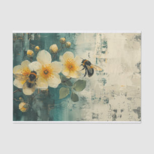 Papel De Seda Flores e abelhas