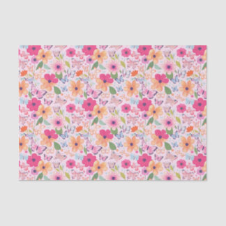 Papel De Seda Flores e borboletas, papel-tecido-Primavera