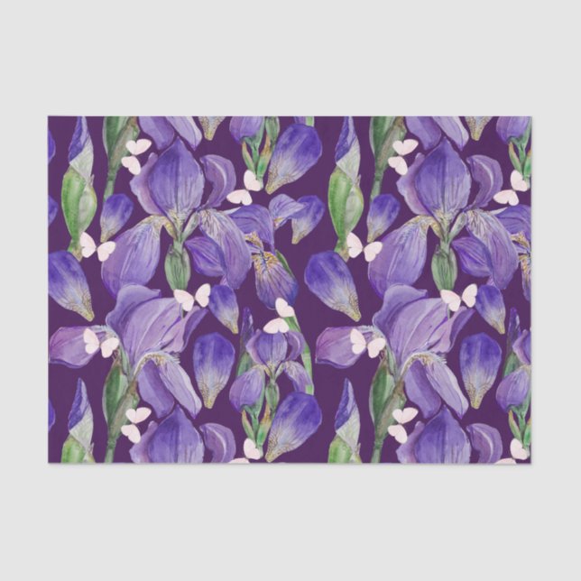 Papel De Seda Flores e Borboletas Roxas Vibrantes (Frente )